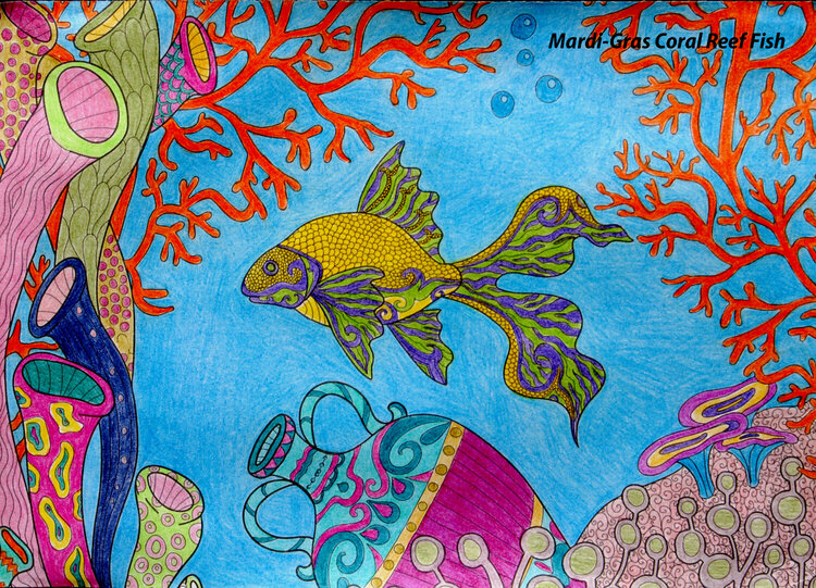 Mardi Gras - the Coral Reef Fish (Zentangle Coloring)