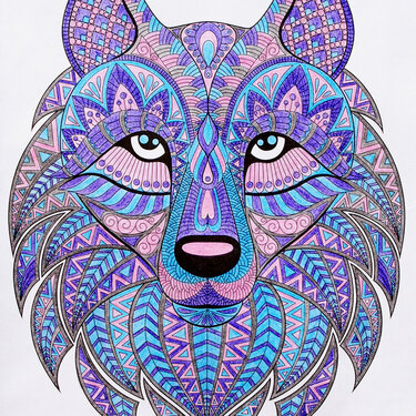 Grace - the Gray Wolf       (Zentangle Coloring)
