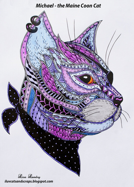 Michael - the Maine Coon Cat (Zentangle Coloring)