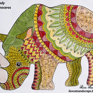 Randy - the Rhinoceros (Zentangle Coloring)