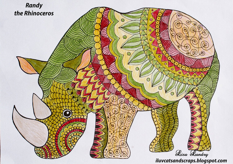 Randy - the Rhinoceros (Zentangle Coloring)