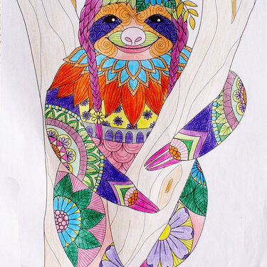 Sabrina - the hippy Sloth (Zentangle Coloring)