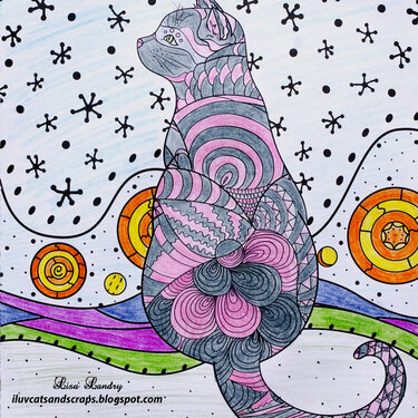 Sophie - the Star-Gazing Tabby Cat (Zentangle Coloring)