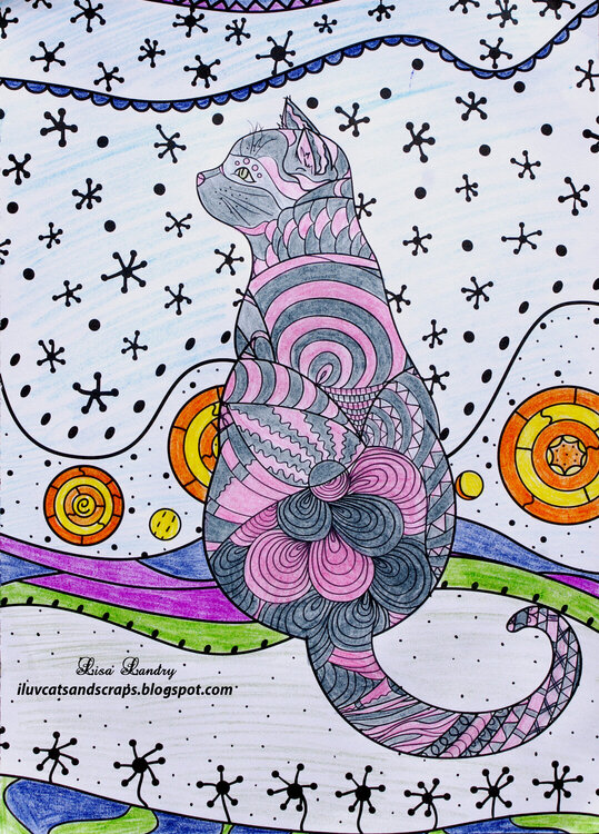 Sophie - the Star-Gazing Tabby Cat (Zentangle Coloring)