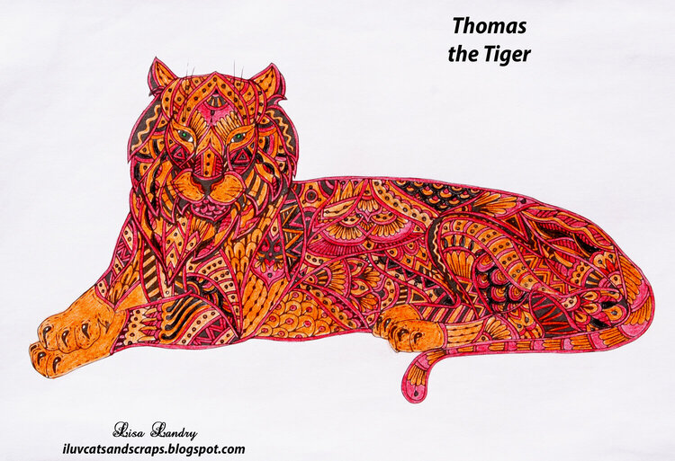 Thomas the Tiger (Zentangle Coloring)