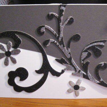 Black and white Swirly card for Card challenge-photo inspiration