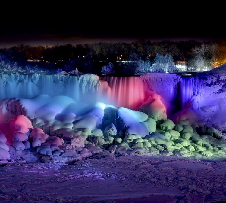 Frozen Niagara Falls in Color