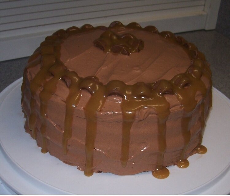 Caramel Filled Chocolate layer Cake