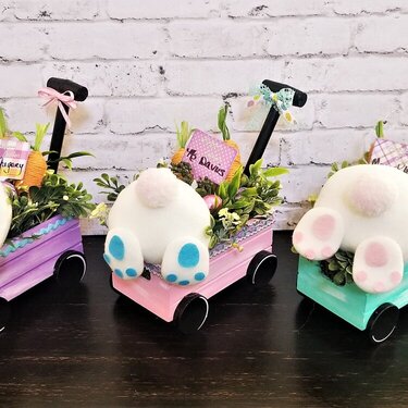 Easter Bunny Butts in a Cart
