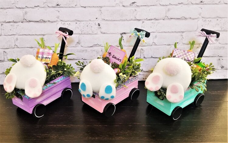 Easter Bunny Butts in a Cart