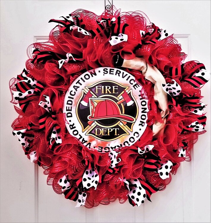 Firefighter Deco Mesh Wreath