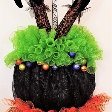 Creepy, Witchy, Boil, and Bubble Cauldron Wreath.