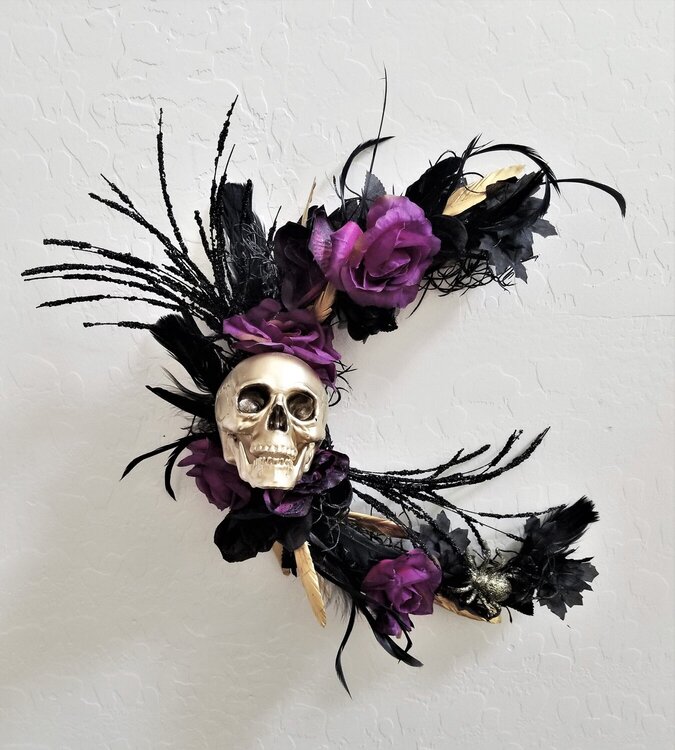 Celestial Crescent Moon Skull Wreath.