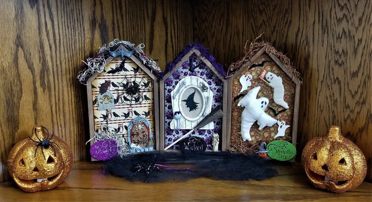 Altered Wooden Halloween Houses
