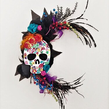  Day of The Dead (Dia de Los Muertos) Half Moon Wreath