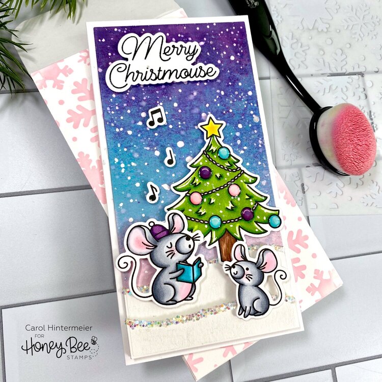 Merry Christmouse with Distress Oxide background