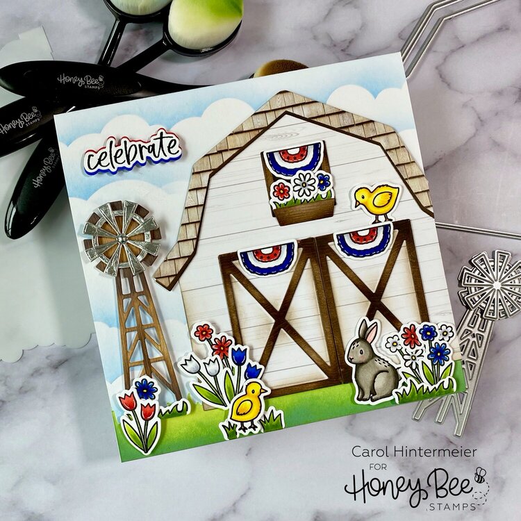 Patriotic Barn Scene card