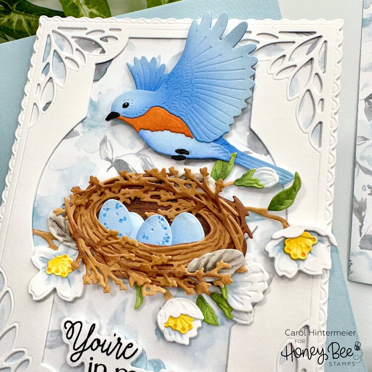 Springtime card with Bluebird and Nest