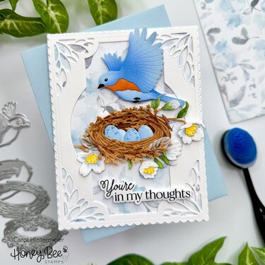 Springtime card with Bluebird and Nest