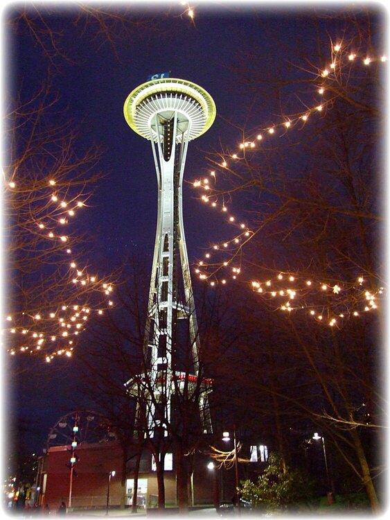 JFF ~ Space Needle at Night, with Christmas Lights