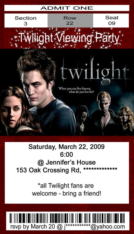 Twilight Invitation Ticket