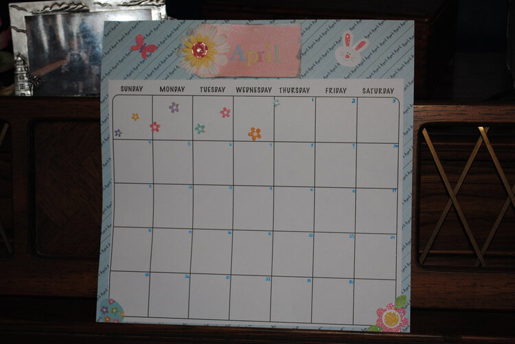 April Baby Girl Calendar