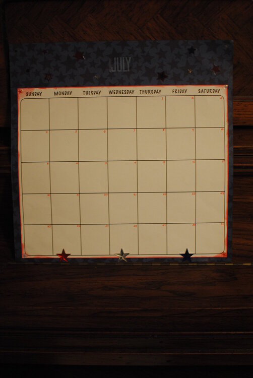 July Stars Calendar