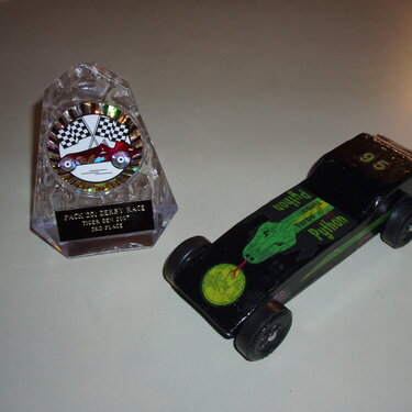 Pinewood Derby Car and Trophy