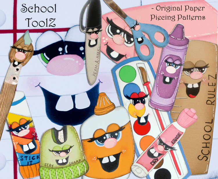 School Toolz scrapbook and card paper piecing patterns