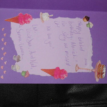Birthday card for 11 year old niece (inside)