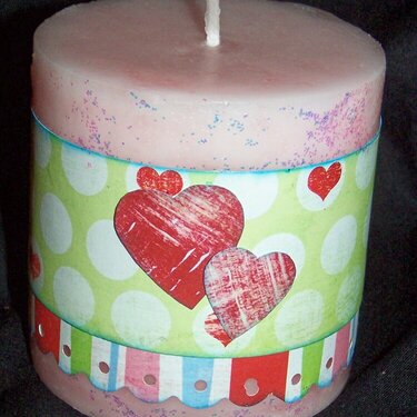 Altered Valentine Candle (hearts)