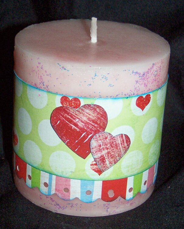 Altered Valentine Candle (hearts)