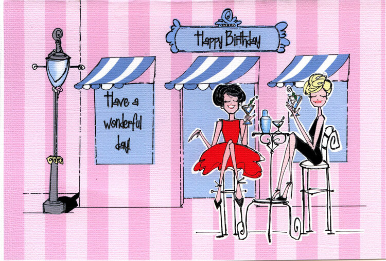 Ooolala Girls Cafe Babes Happy Birthday Card *JennaLynne*