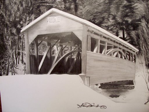Covered Bridge - Graphite drawing