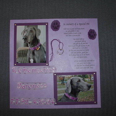 Dog Memorial Page -  Remembering Baroness