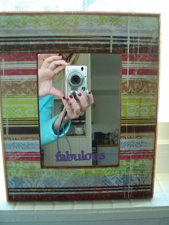 Altered wood mirror frame