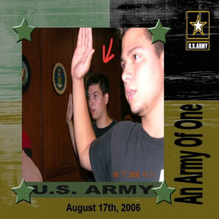 Son swearing into the Army