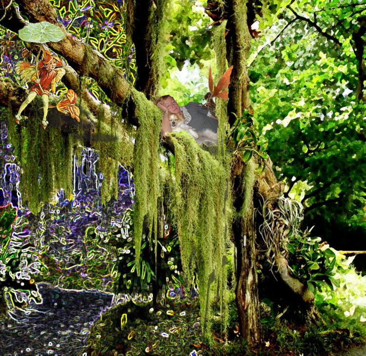 Joyce &amp; Roxie asleep in Faerie Wood.