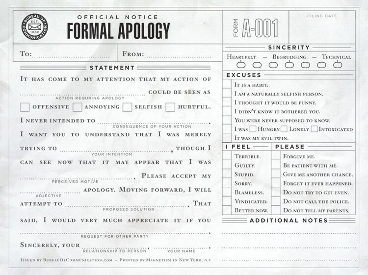 Formal Apology