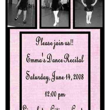 Emma&#039;s Dance Recital Invite