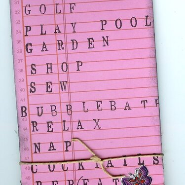 Inside cover, mini note pad