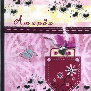altered composition book front - Amanda