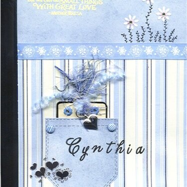 altered composition book front - cynthia