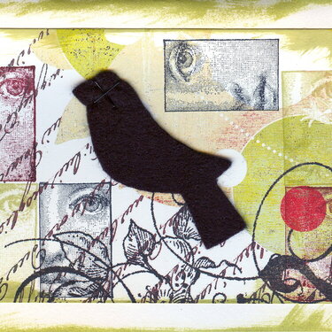 Black Bird Card with felt bird