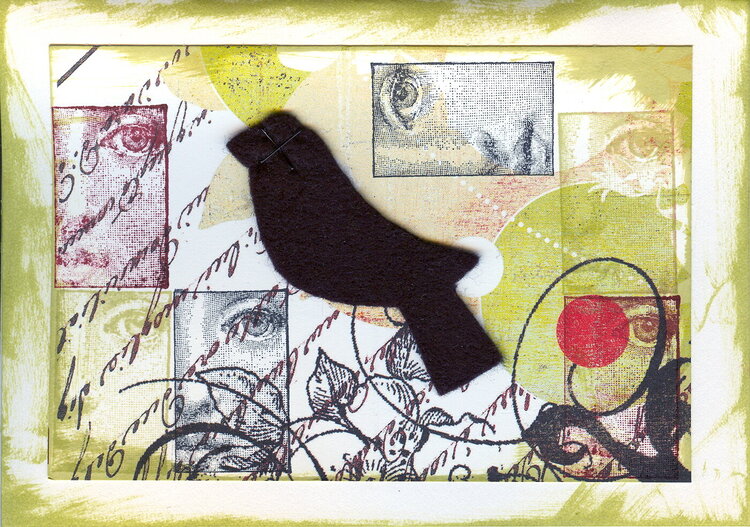 Black Bird Card with felt bird
