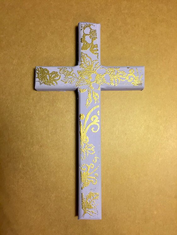 Altered Cross with Gold Embossing