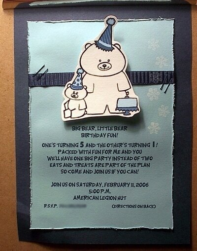 Handmade Polar Bears Birthday Invitation