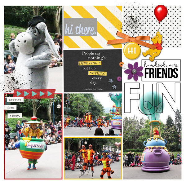 HKDL parade - pooh bear float