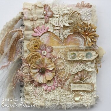 Vintage Style Fabric &amp; Flower Journal Cover **Bo Bunny &amp; Tresors de Luxe**