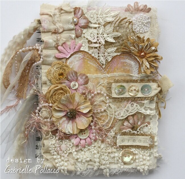 Vintage Style Fabric &amp; Flower Journal Cover **Bo Bunny &amp; Tresors de Luxe**